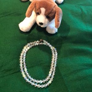 Vintage Clear Crystal Necklace About 17”